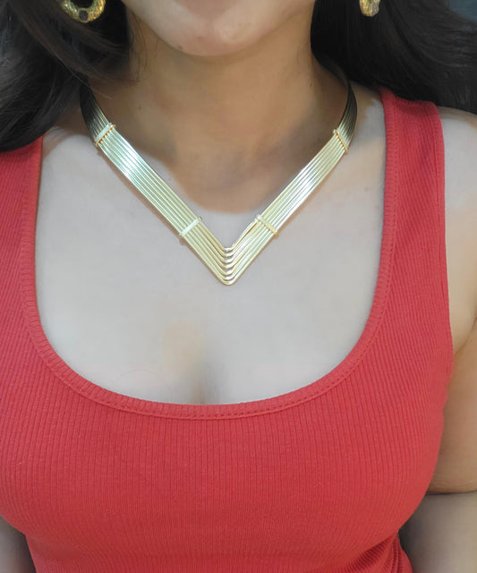 Statement Modern Linear Collar Necklace (Anti Tarnish)