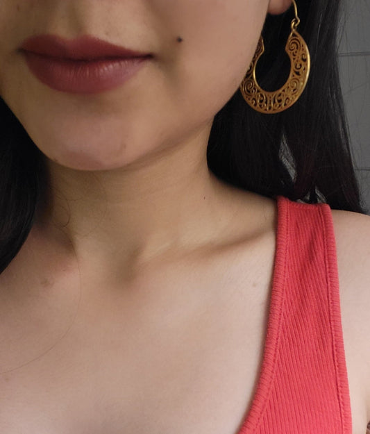 Whirl Wind Pattern Brass Earrings (Anti Tarnish)