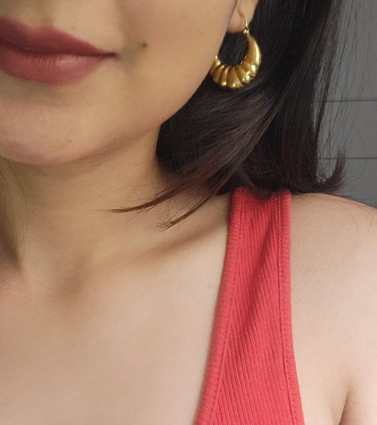 Naarya Jewels Demi Circle Gold Hoop Earrings (Anti Tarnish)