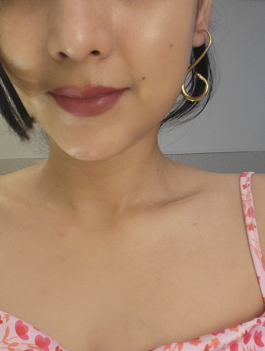 Curved Infinity Brass Drop Earrings (Anti Tarnish)