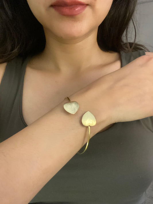 Heartline Duo & Bamboo Inspired Open Cuff Bracelet Combo (Anti Tarnish)