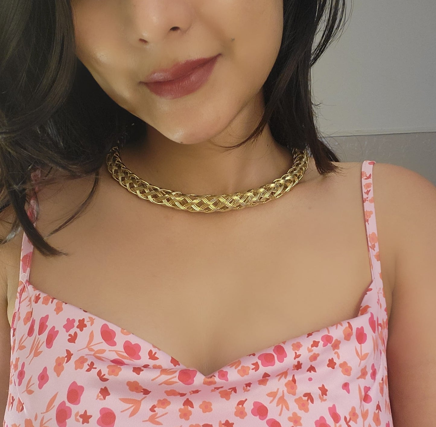 Braided Gold Brass Necklace (Anti Tarnish)