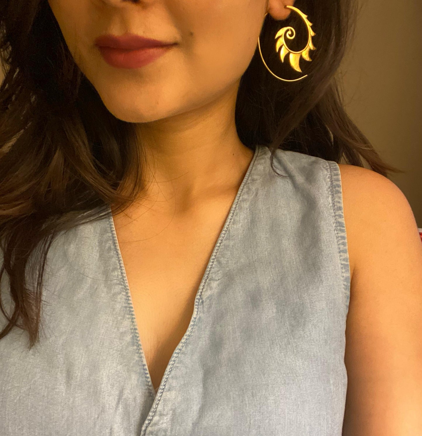 Sacred Spiral Brass Earring (Anti Tarnish )
