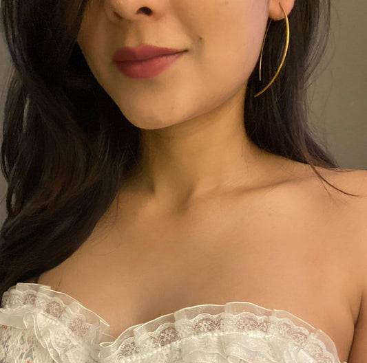 Naarya Jewels Arched Line Drop Brass Earrings (Anti Tarnish)