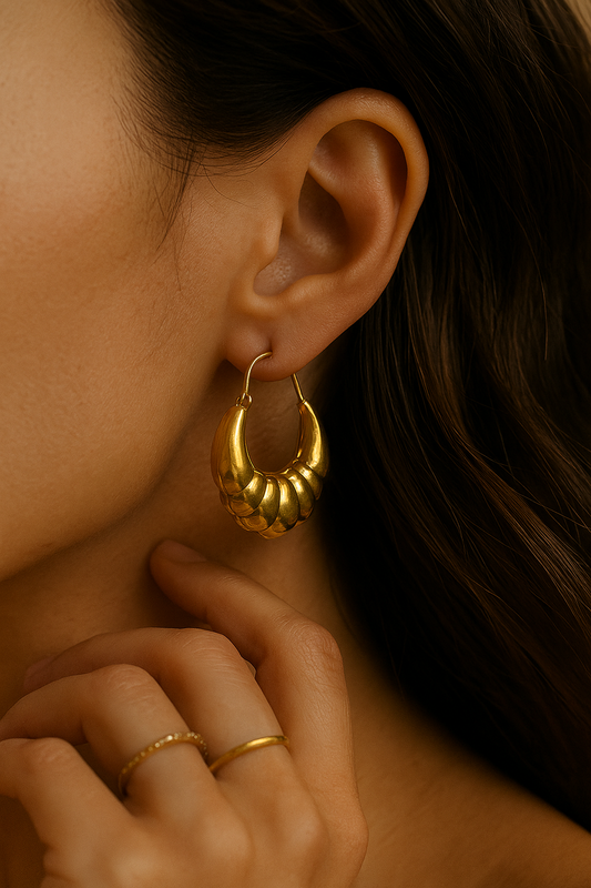 Demi Circle Gold Hoop Earrings  (Anti Tarnish)