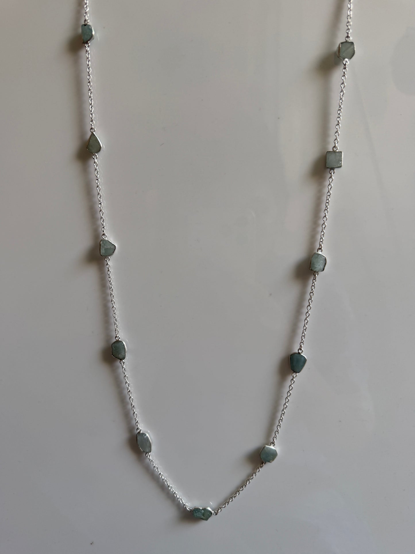 Naarya Jewels Silver / Green Aquamarine Gems Silver / Gold Trail Necklace (single /Multi color)