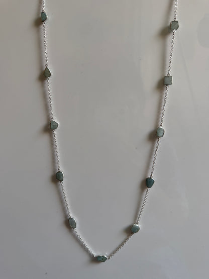 Naarya Jewels Silver / Green Aquamarine Gems Silver / Gold Trail Necklace (single /Multi color)