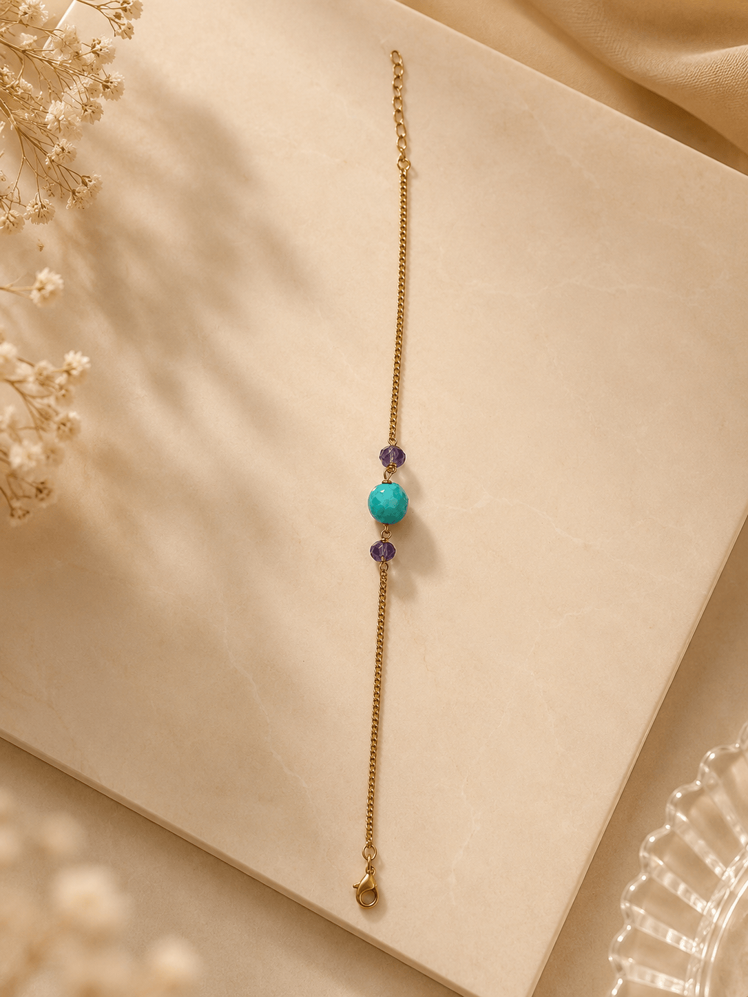 Naarya Jewels Turquoise Classic Gemstone Rakhi Bracelet