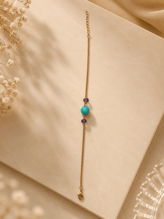 Naarya Jewels Turquoise Classic Gemstone Rakhi Bracelet