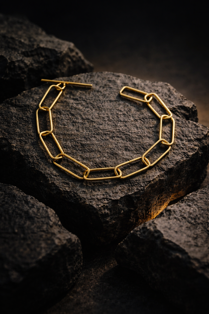 Rectangular Link chain Handcrafted Bracelet (Anti-Tarnish )