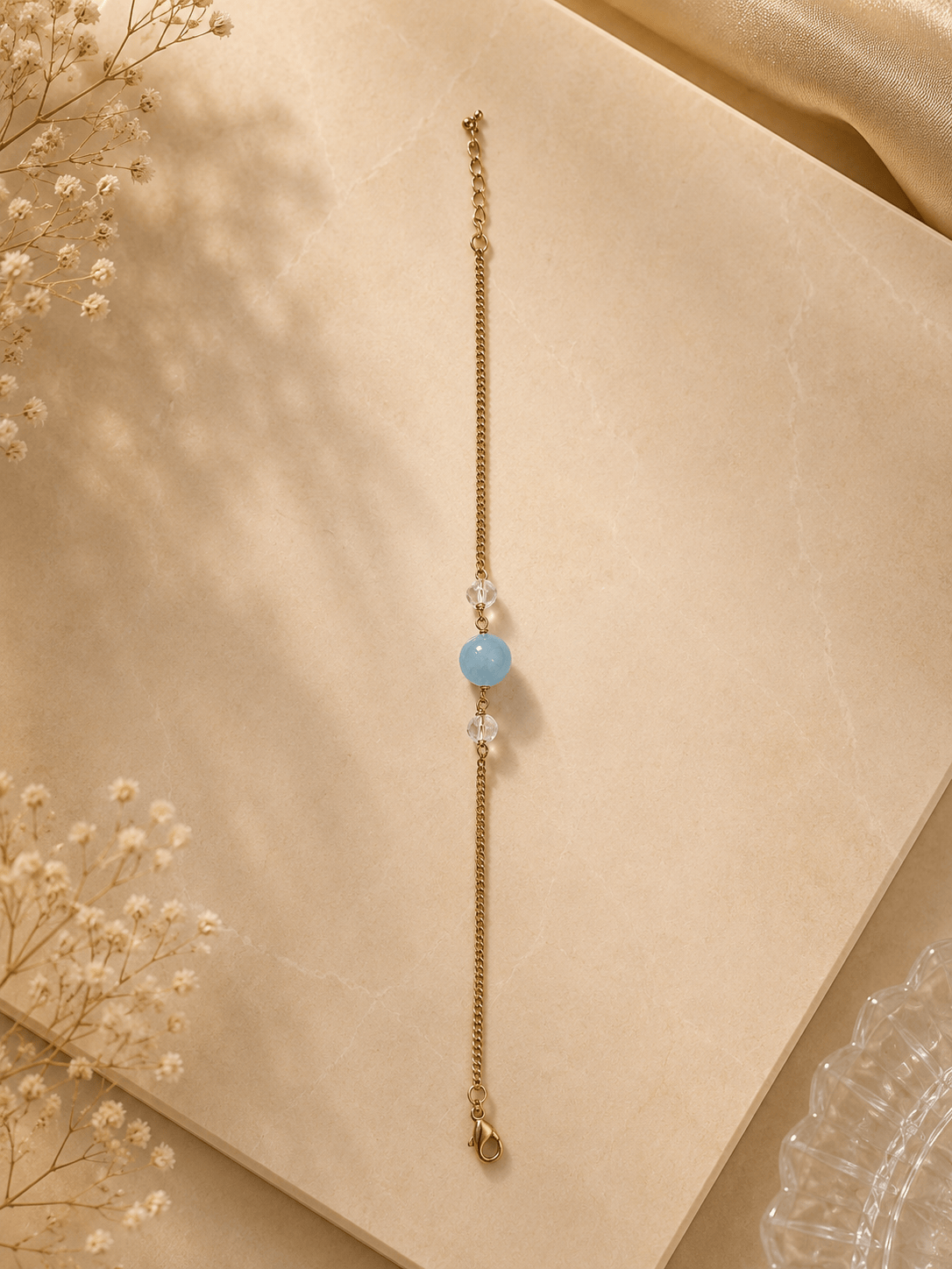 Naarya Jewels Aquamarine Classic Gemstone Rakhi Bracelet