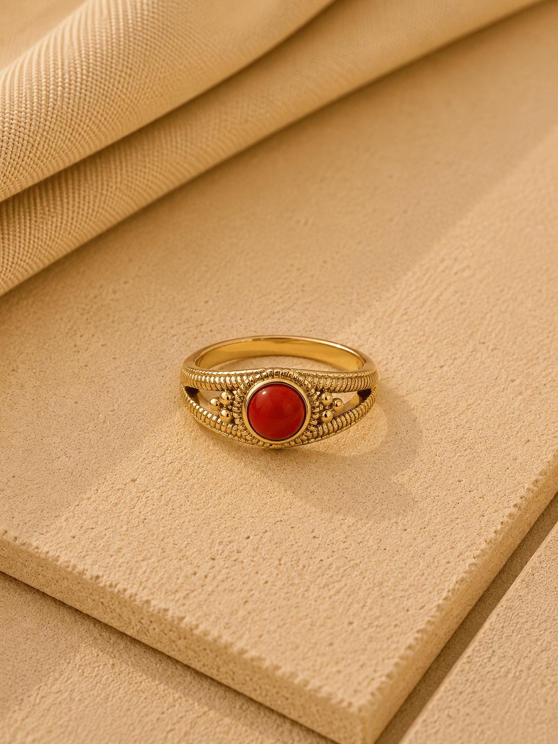 Naarya Jewels Coral / 12 Signet Gem Ring