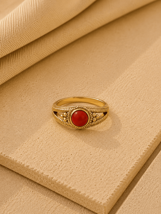 Naarya Jewels Coral / 12 Signet Gem Ring