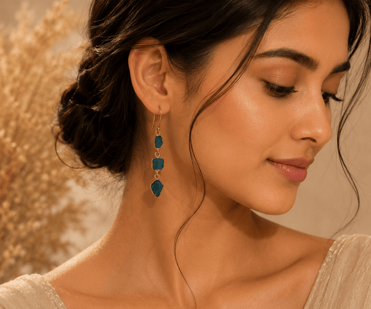 Naarya Jewels Amethyst Raw Tier Drop Earrings
