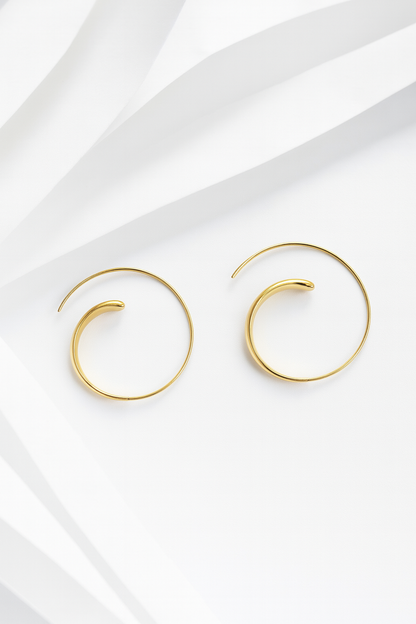 Golden Spiral Hoop Earrings