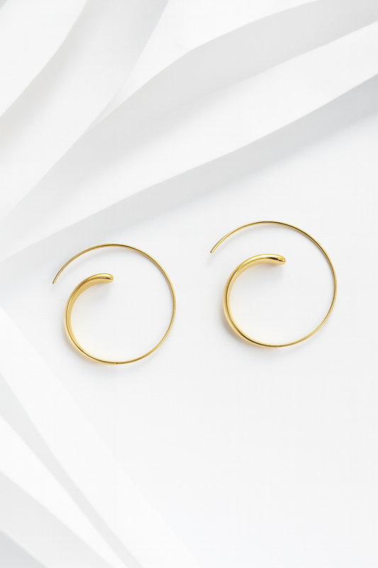 Golden Spiral Hoop Earrings