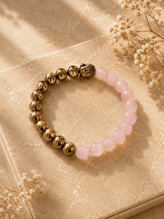 Naarya Jewels Hematite & Rose Quartz Golden Hematite Rose quartz Bracelet