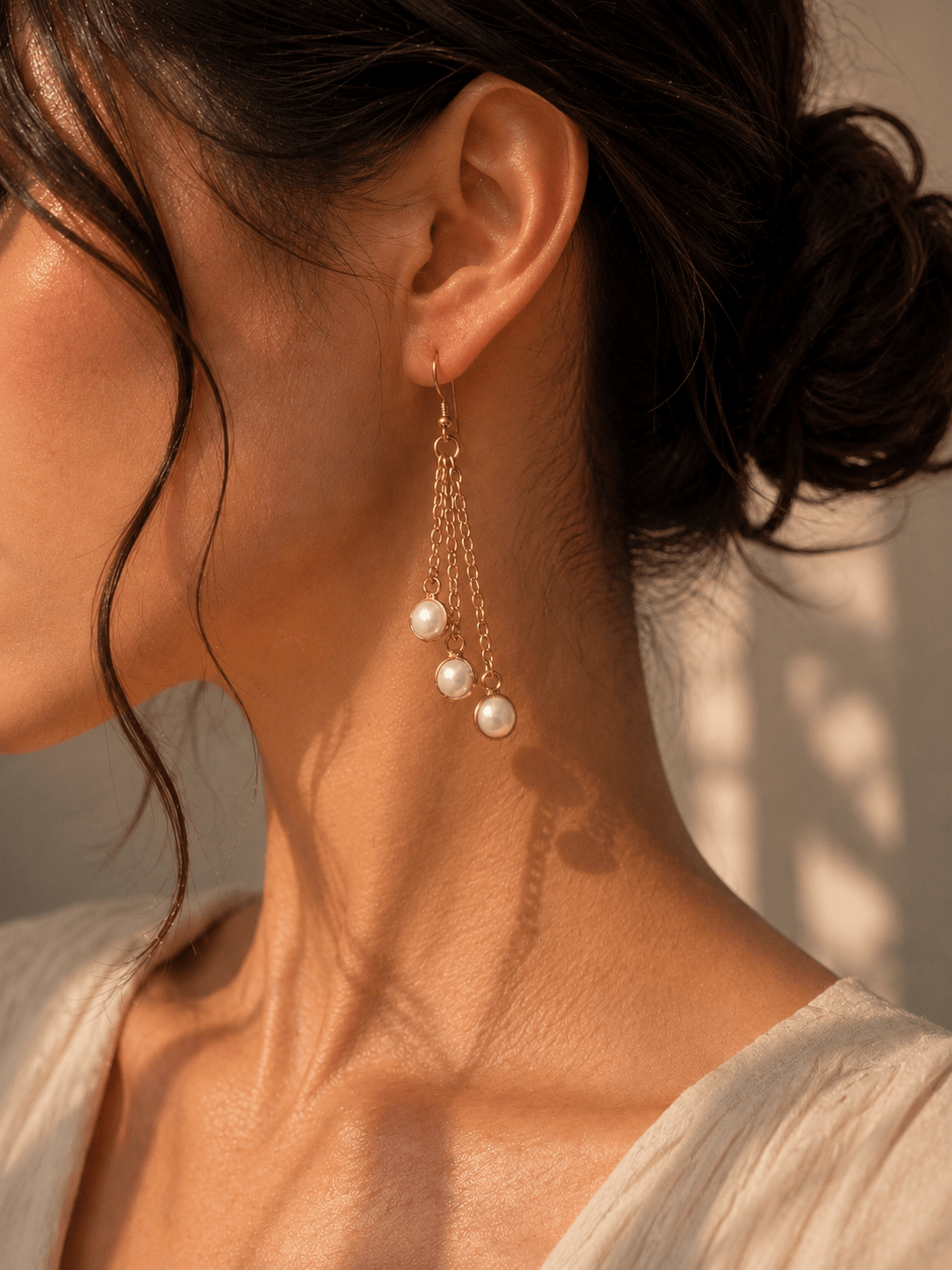Naarya Jewels Pearl Pink Ruby Faceted Rain  Drop Earrings