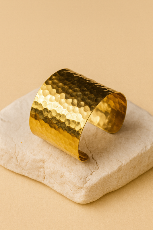 Hammered Gold Brass Cuff (Anti Tarnish)