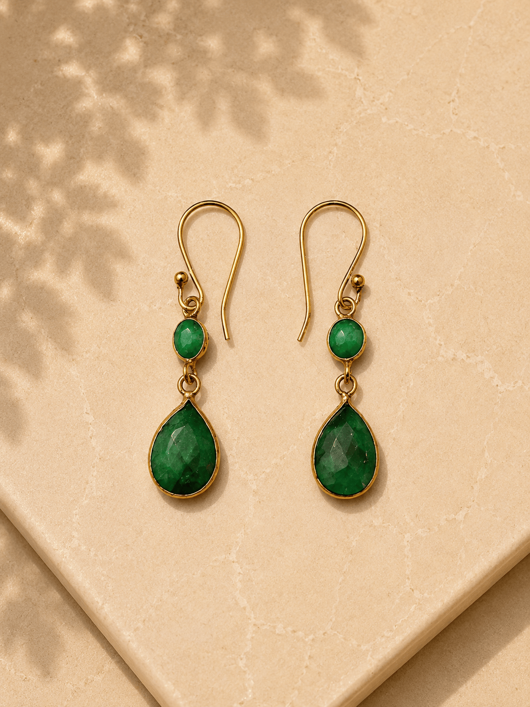 Naarya Jewels Emerald moonstone Dewdrop Earrings