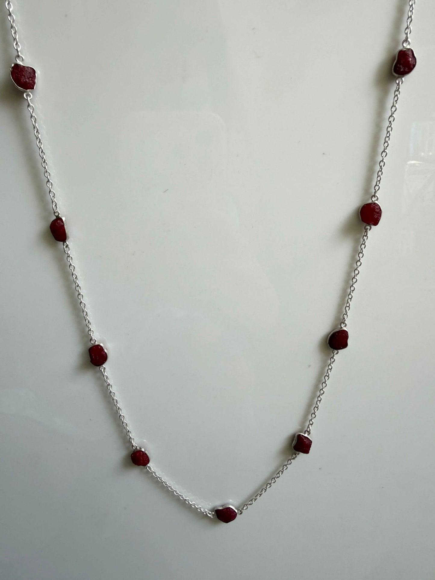 Naarya Jewels Silver / Red jasper Gems Silver / Gold Trail Necklace (single /Multi color)
