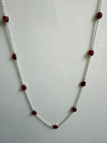 Naarya Jewels Silver / Red jasper Gems Silver / Gold Trail Necklace (single /Multi color)