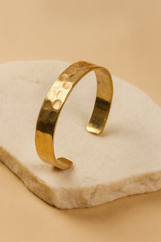 Hammered Sleek Gold Cuff Bracelet