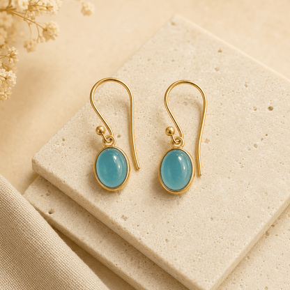 Naarya Jewels Amazonite Turquoise Oval Drop Earrings