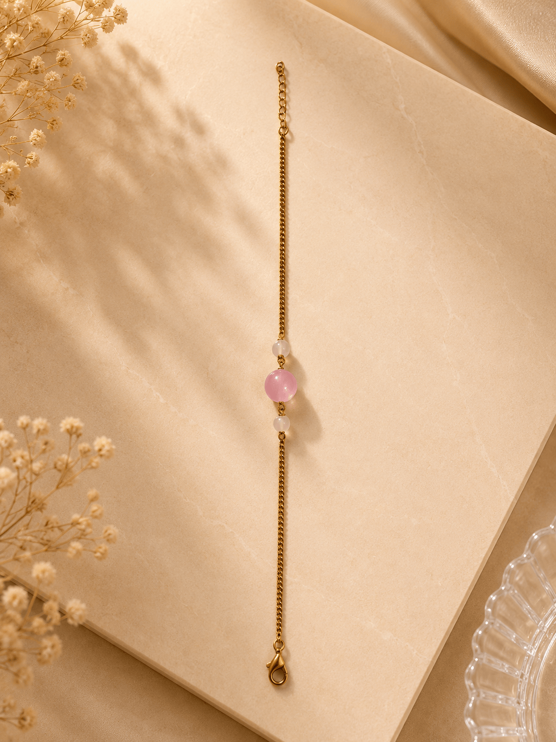 Naarya Jewels Rose quartz Classic Gemstone Rakhi Bracelet