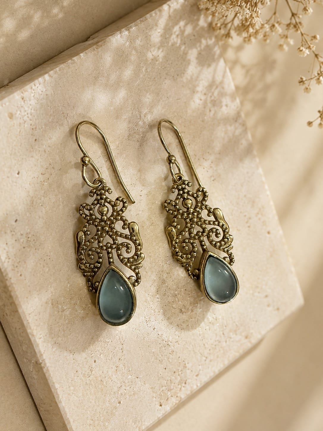 Naarya Jewels Amazonite Filigree Isle Drop Earrings