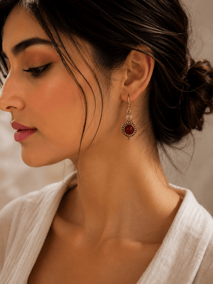 Naarya Jewels Earrings red carnelian Lapis Lazuli Tribal Drop Earrings