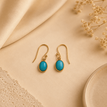 Naarya Jewels turquoise blue Red carnelian Oval Drop Earrings