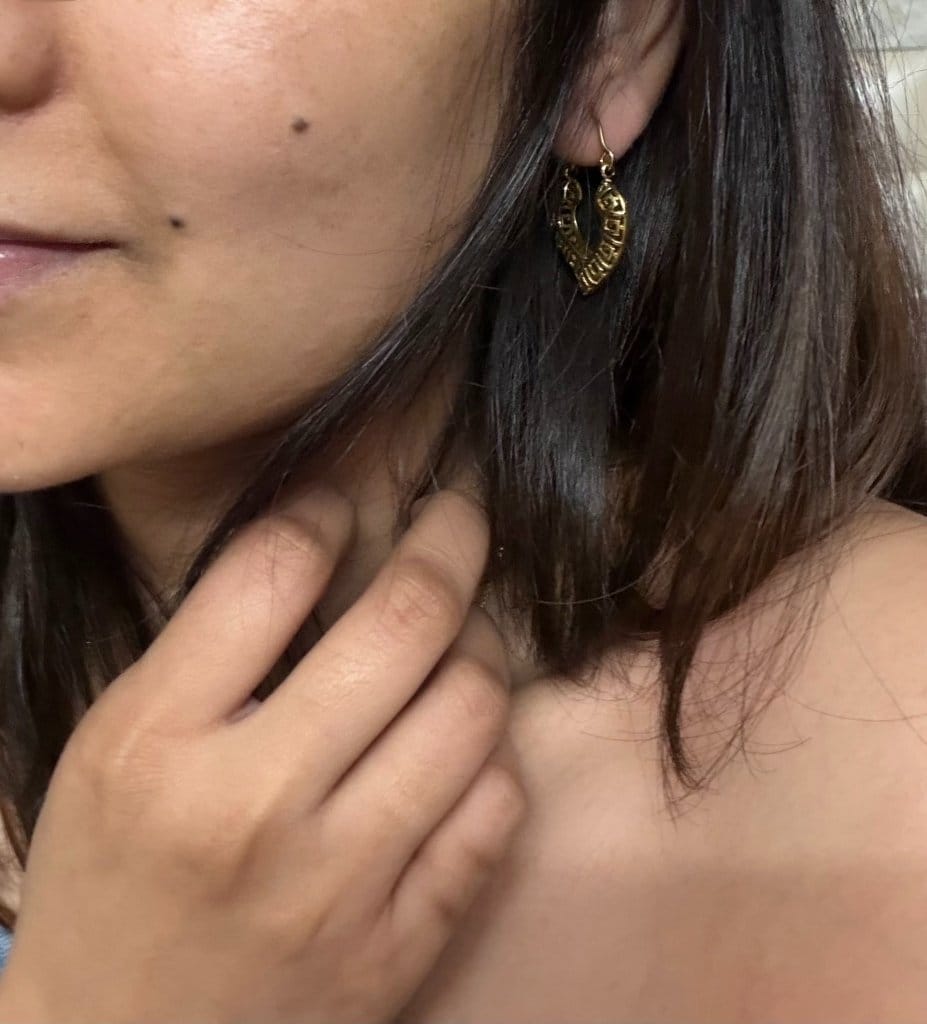 Naarya Jewels Textured & Greek key heart Earrings Combo (Anti tarnish)
