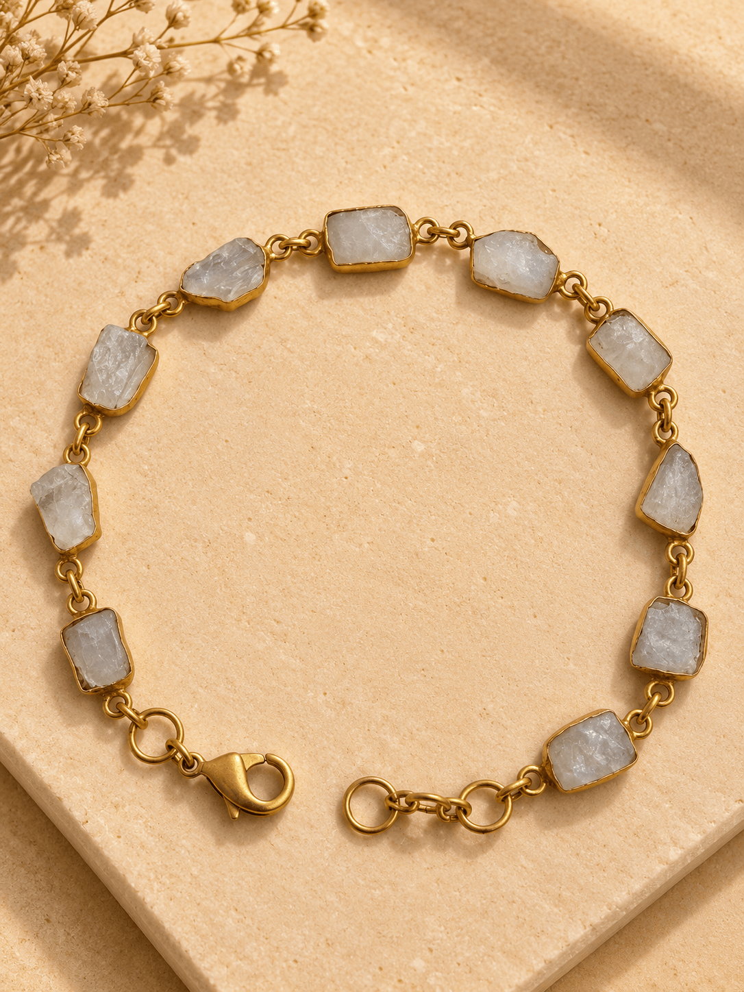 Naarya Jewels Moonstone Raw Earth Gold Bracelet