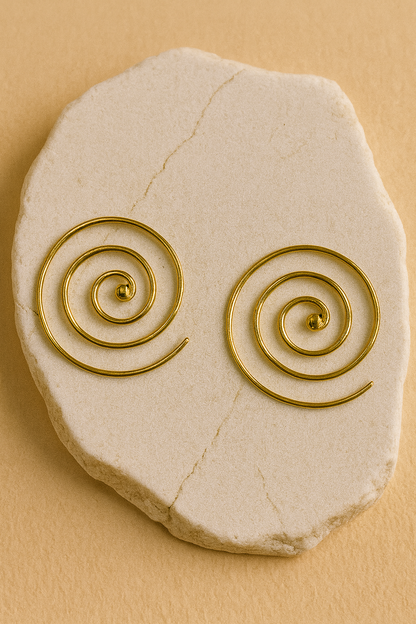 Golden Spiral Hoop Earrings