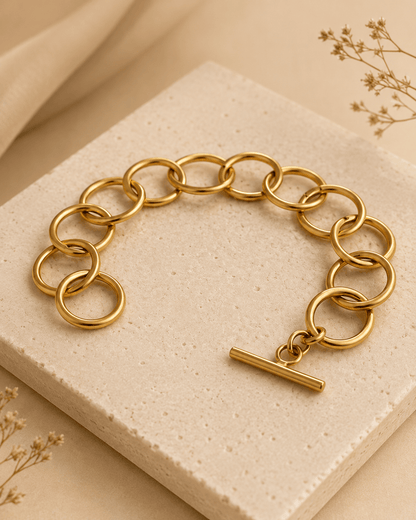 Naarya Jewels Solid Circle Elira Solid Chain Handcrafted Bracelet (Anti-Tarnish)