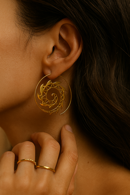 Leaf Swirl Brass Earring (Anti Tarnish )