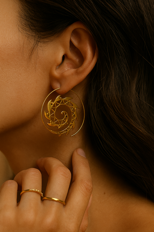 Leaf Swirl Brass Earring (Anti Tarnish )