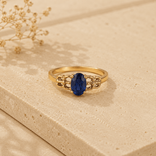 Naarya Jewels Tanzanite Blue / 10 Midnight Sapphire Filigree Ring