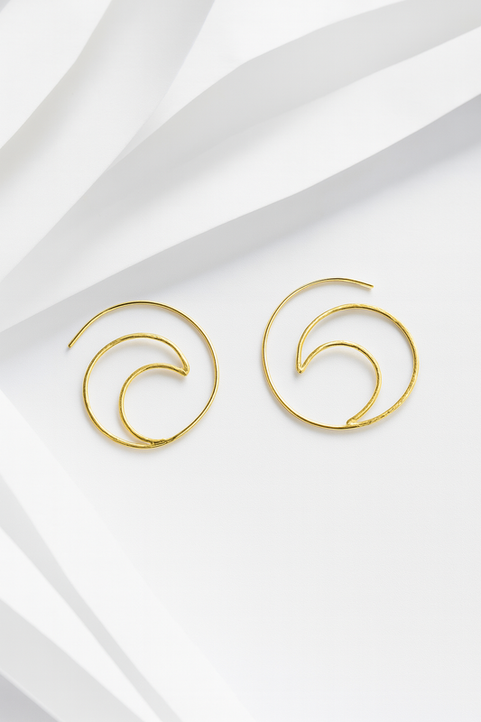 Golden Wave Handcrafted Hoop Earrings