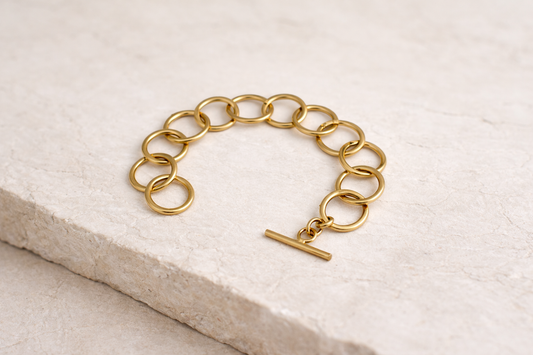 Solid Gold Round Handcrafted Link Bracelet (Anti tarnish)