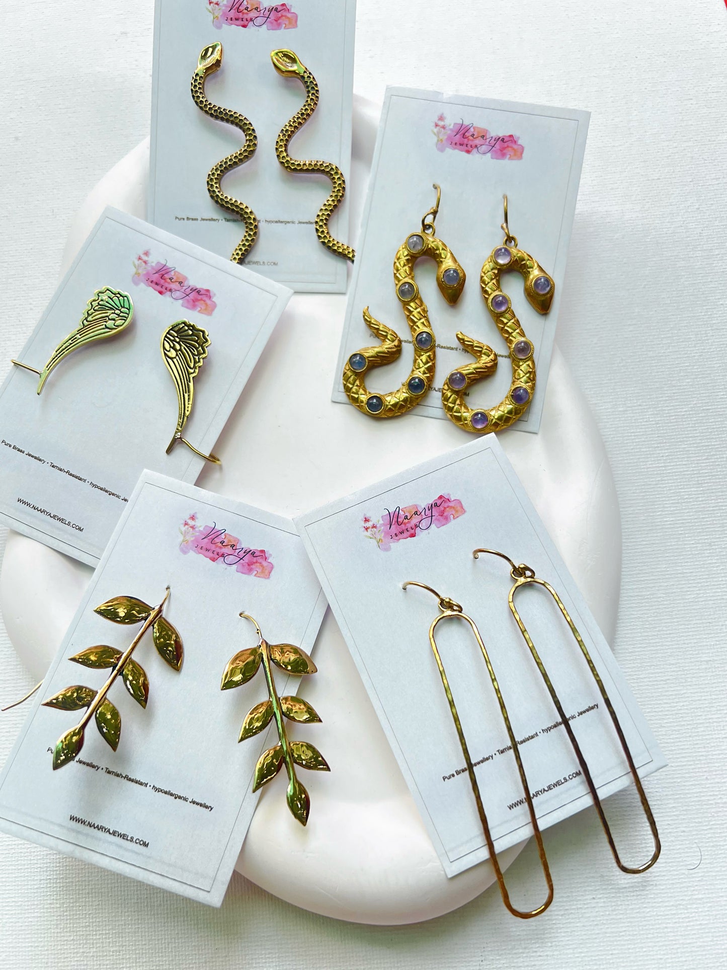 "Golden Nature Statement Earring Set"