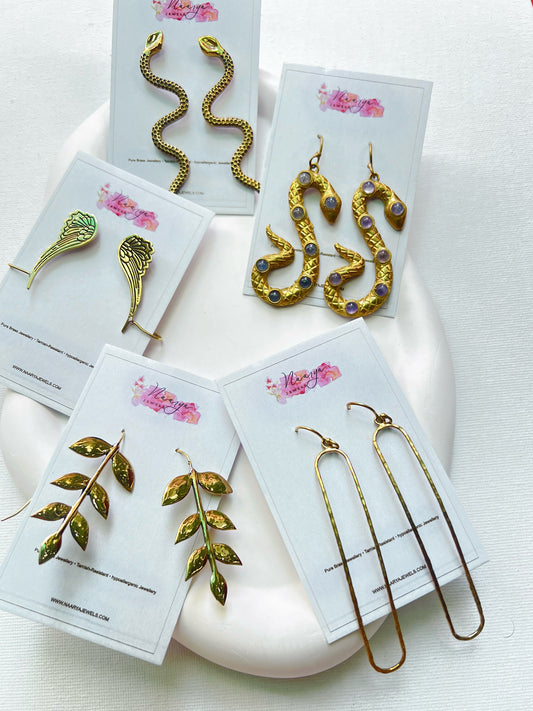 "Golden Nature Statement Earring Set"
