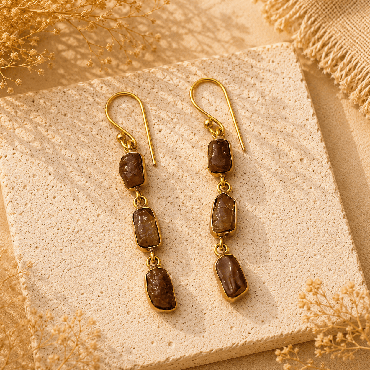 Naarya Jewels Hessonite Amethyst Tier Drop Earrings