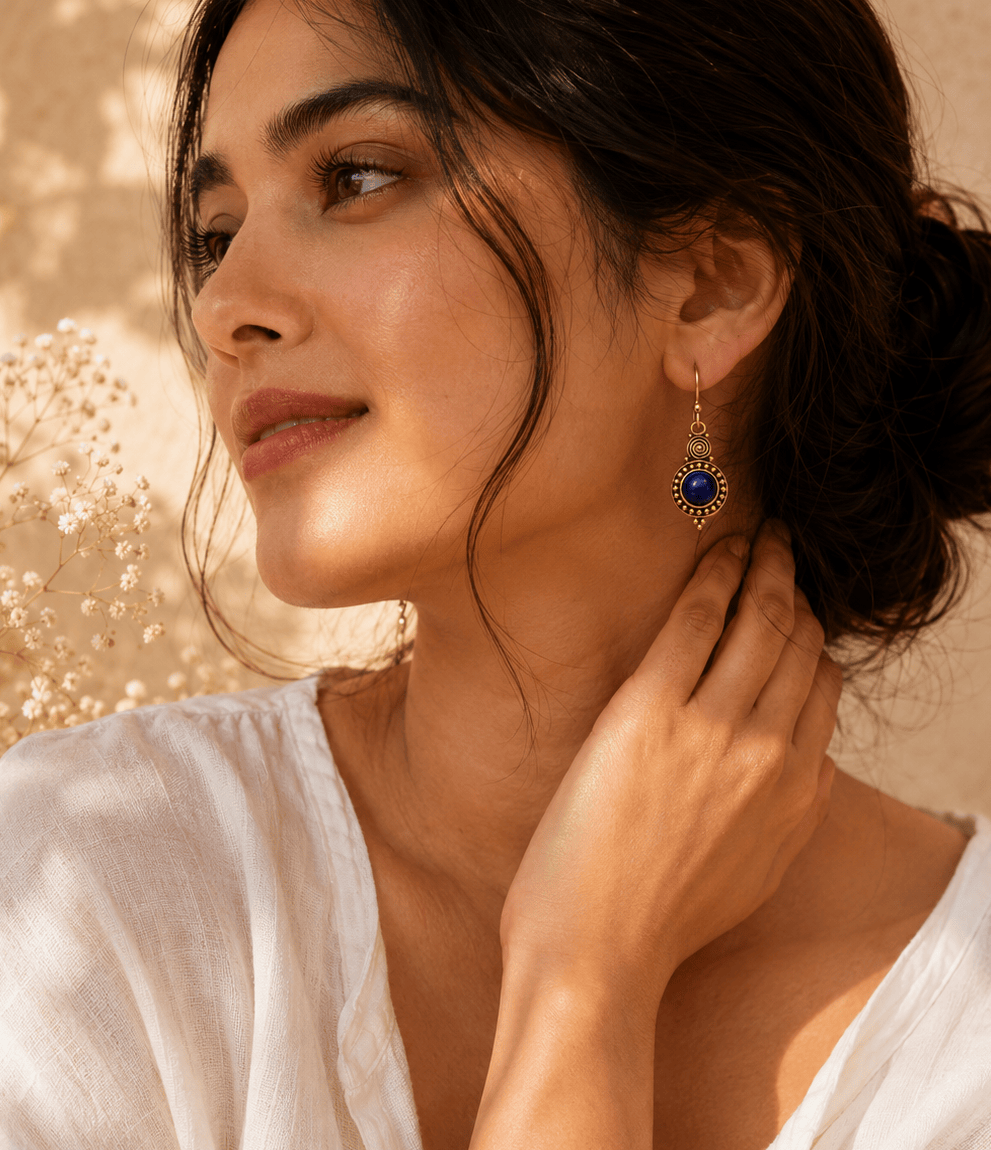 Naarya Jewels Earrings Lapis Lazuli Tribal Drop Earrings