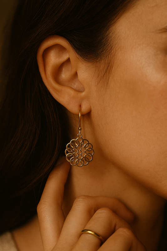 Golden Petal Loop Earrings