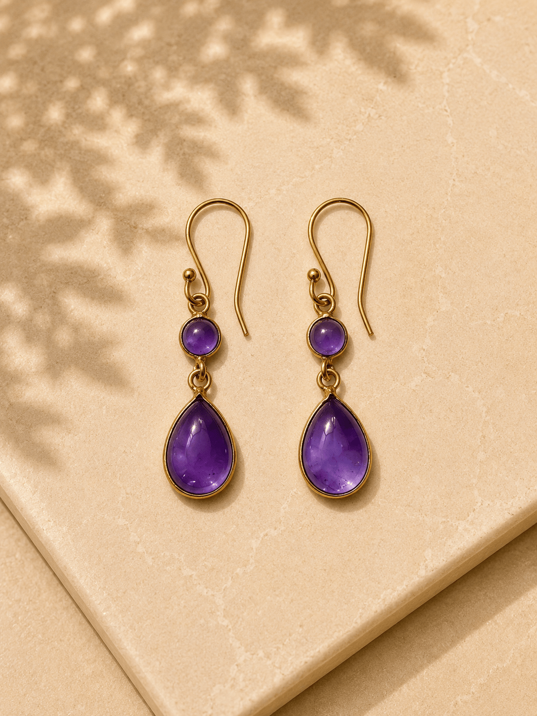 Naarya Jewels Amethyst moonstone Dewdrop Earrings