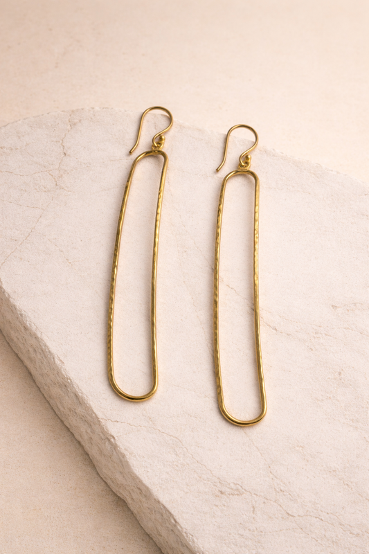 Golden Loop Drop Earrings  (Anti Tarnish)