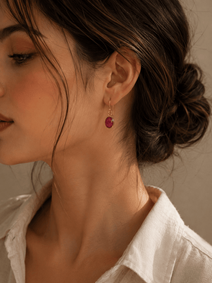 Naarya Jewels Ruby faceted Oval Drop Earrings