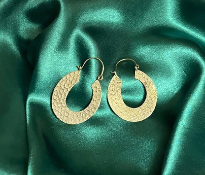 Naarya Jewels Embossed Oval Shaped Long Brass Earring (Anti Tarnish )